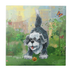 Shaggy Sheep Dog Ceramic Tile
