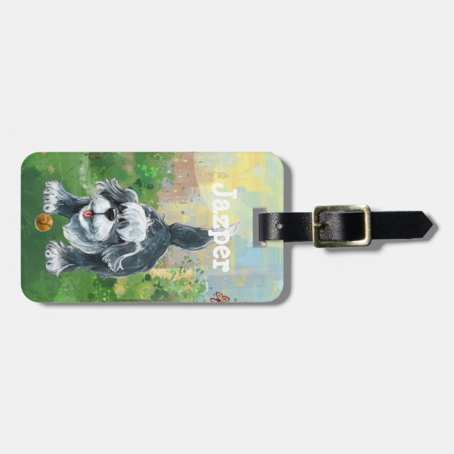 Shaggy Sheep Dog Luggage Tag (Front Horizontal)