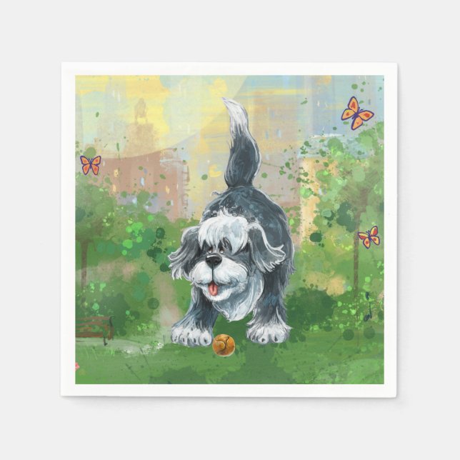 Shaggy Sheep Dog Napkin (Front)