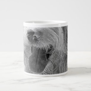 Shaggy Soul – Monochrome Dog Portrait Large Coffee Mug
