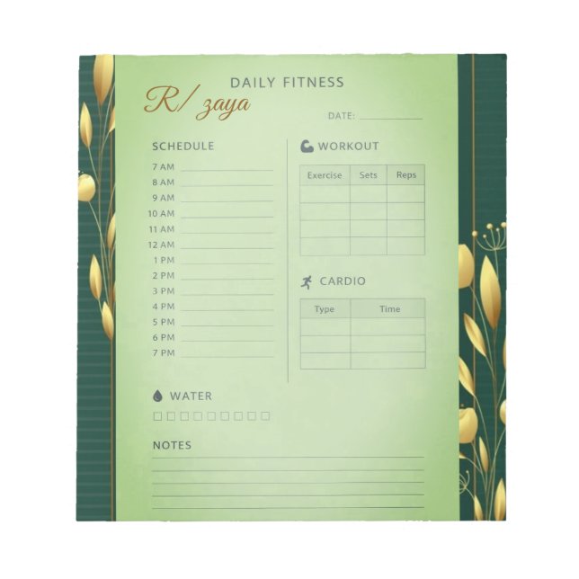 shagreen watercolor pastel daily fittness Planner  Notepad (Front)