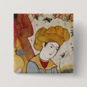 Shah Abbas I and a Courtier offering 15 Cm Square Badge