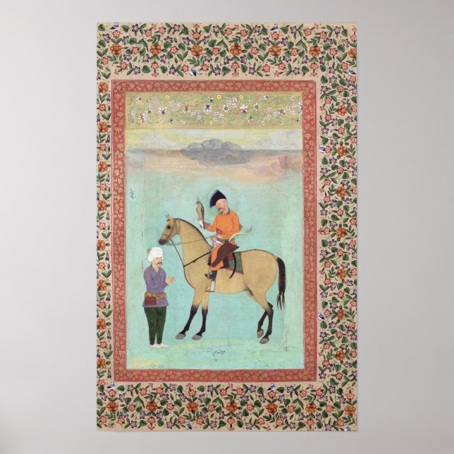 Shah Abbas  on a horse holding a falcon Poster (Front)