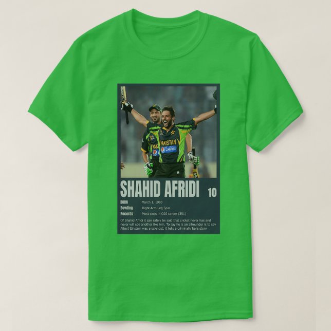 Shahid Afridi Pakistani Cricketer Pakistan Cricket T-Shirt (Design Front)