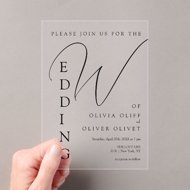 Shailene Black Wedding Acrylic Invitations (Insitu (Handheld))