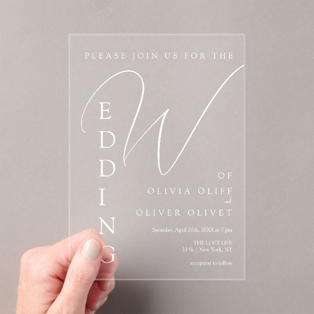Shailene White Wedding Acrylic Invitations (Insitu (Handheld))