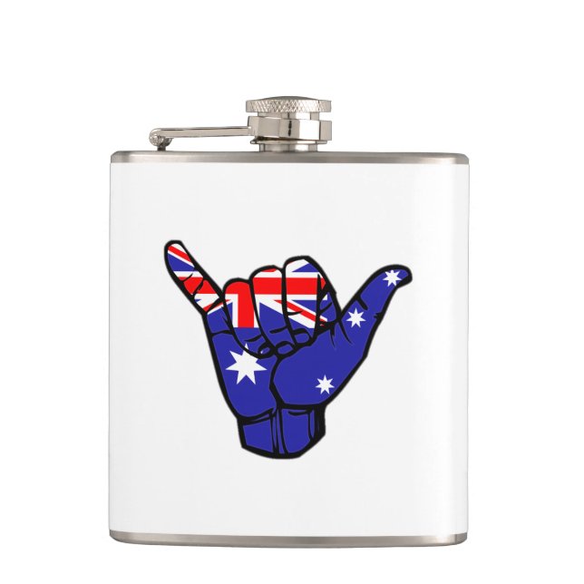 Shaka Australia Flag Hip Flask (Front)
