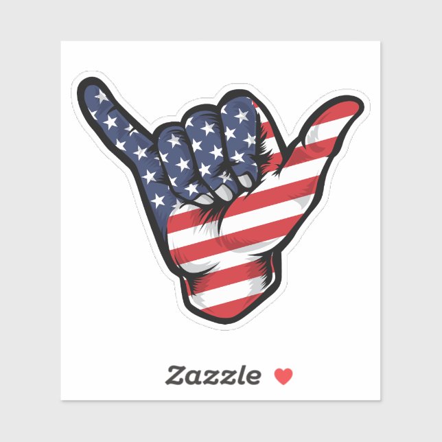 Shaka Hand America Flag Good Vibes Sticker (Sheet)