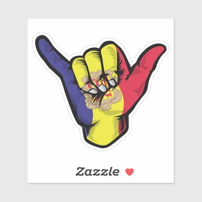 Shaka Hand Andorra Flag Good Vibes Sticker (Sheet)