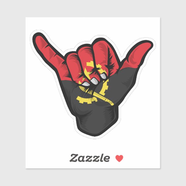 Shaka Hand Angola Flag Good Vibes Sticker (Sheet)
