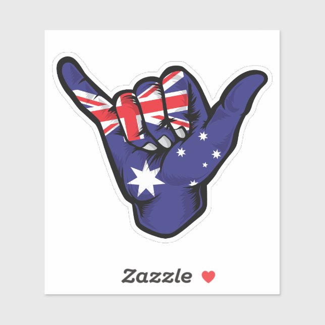 Shaka Hand Australia Flag Good Vibes Sticker (Sheet)