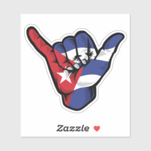 Shaka Hand Cuba Flag Good Vibes Sticker