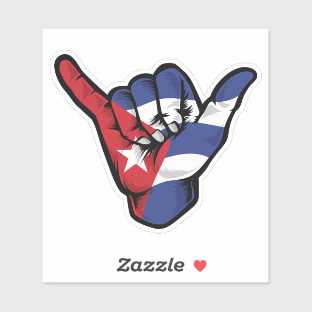 Shaka Hand Cuba Flag Good Vibes Sticker (Sheet)