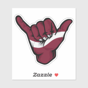 Shaka Hand Latvia Flag Good Vibes Sticker