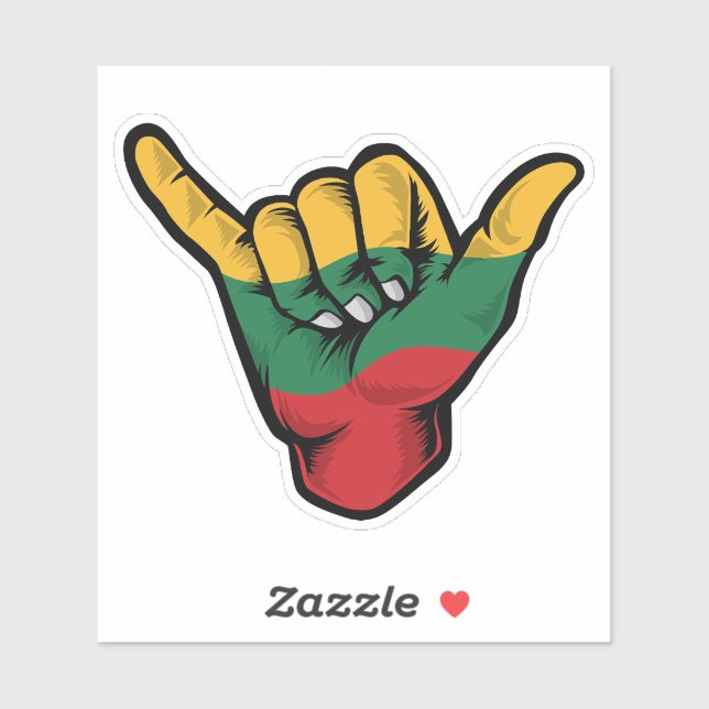 Shaka Hand Lithuania Flag Good Vibes Sticker (Sheet)
