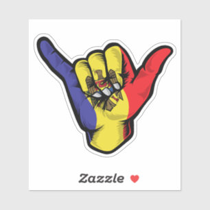 Shaka Hand Moldova Flag Good Vibes Sticker