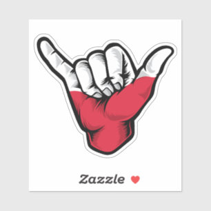 Shaka Hand Poland Flag Good Vibes Sticker