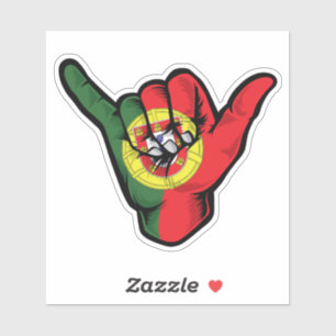 Shaka Hand Portugal Flag Good Vibes Sticker