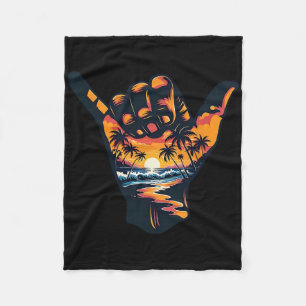 Shaka Hand Sign Aloha Surfing Surf Summer Vacation Fleece Blanket