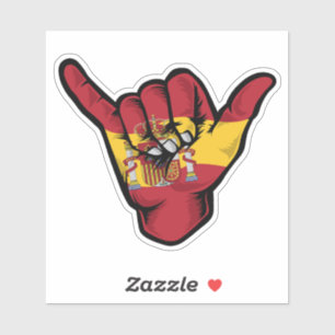 Shaka Hand Spanish Flag Good Vibes Sticker
