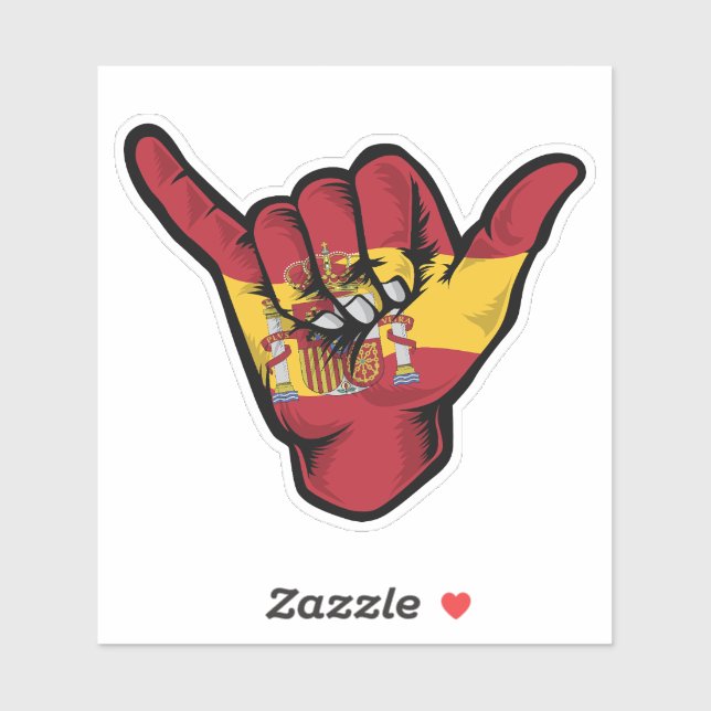 Shaka Hand Spanish Flag Good Vibes Sticker (Sheet)