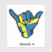 Shaka Hand Sweden Flag Good Vibes Sticker