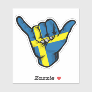 Shaka Hand Sweden Flag Good Vibes Sticker