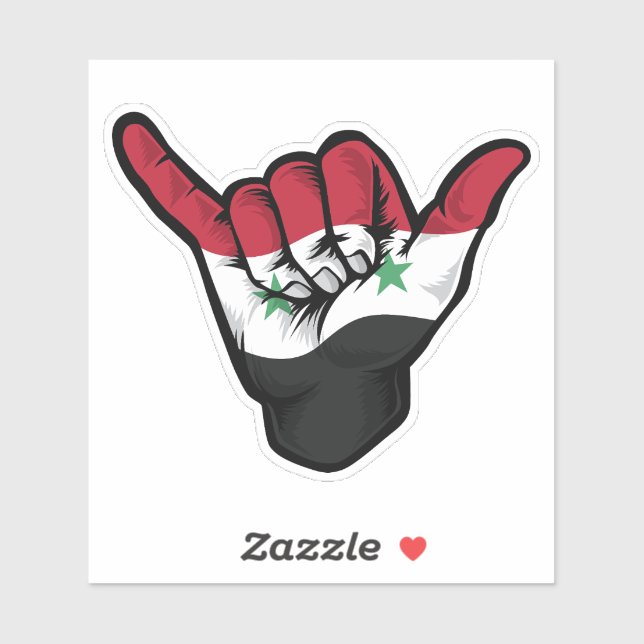 Shaka Hand Syria Flag Good Vibes Sticker (Sheet)