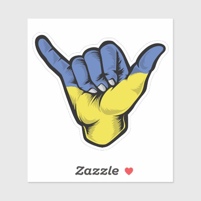 Shaka Hand Ukraine Flag Good Vibes Sticker (Sheet)