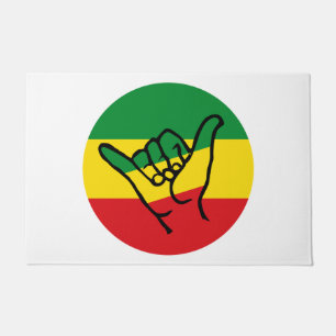 Shaka Hand With Reggae Colors Doormat