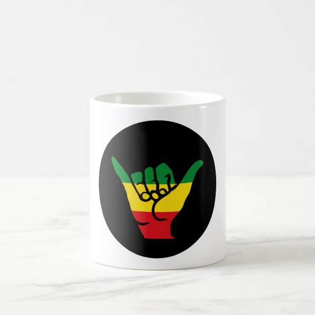 Shaka Hands With Reggae Colours Coffee Mug (Center)