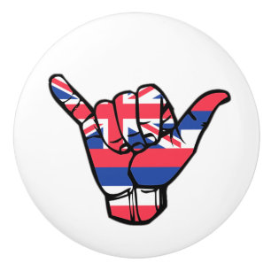 Shaka Hawaii Flag Ceramic Knob