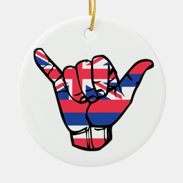 Shaka Hawaii Flag Ceramic Tree Decoration (Front)