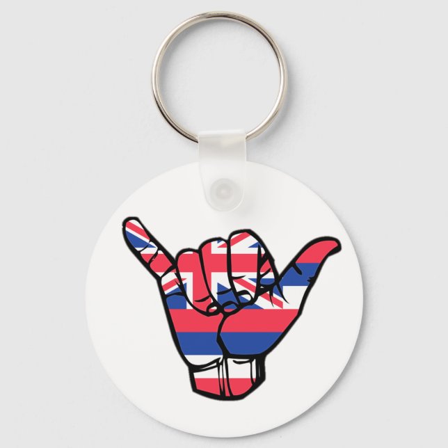 Shaka Hawaii Flag Key Ring (Front)
