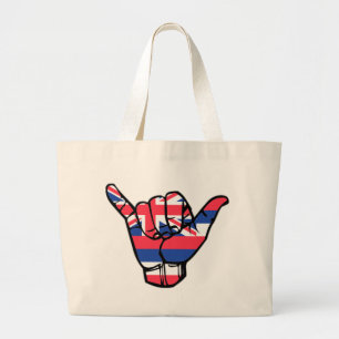 Shaka Hawaii Flag Large Tote Bag