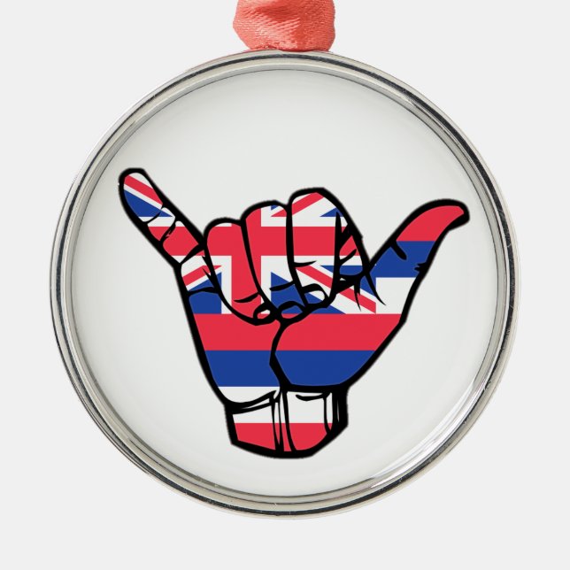 Shaka Hawaii Flag Metal Ornament (Front)