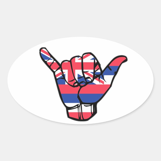 Shaka Hawaii Flag Oval Sticker (Front)