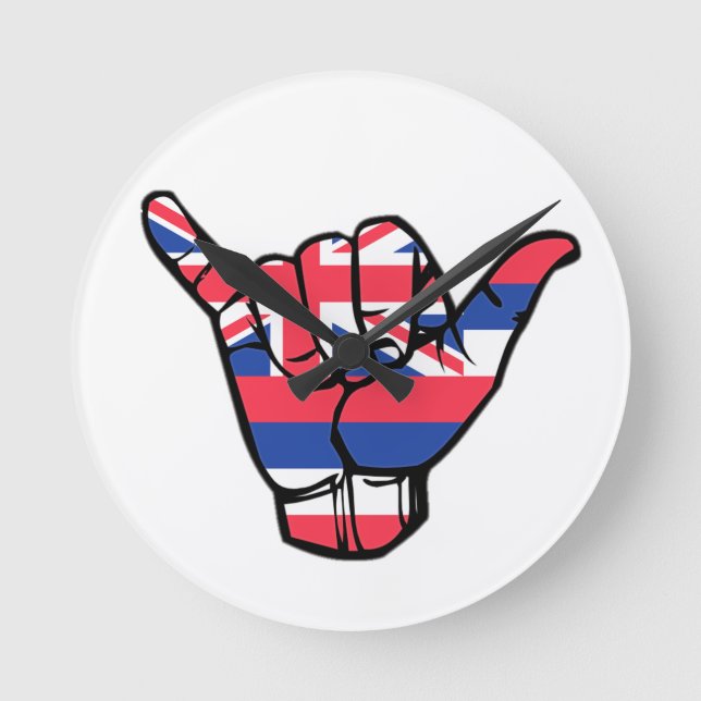 Shaka Hawaii Flag Round Clock (Front)