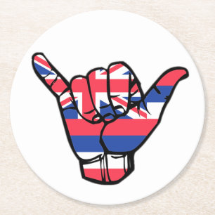 Shaka Hawaii Flag Round Paper Coaster