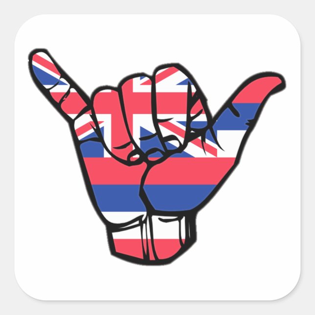 Shaka Hawaii Flag Square Sticker (Front)