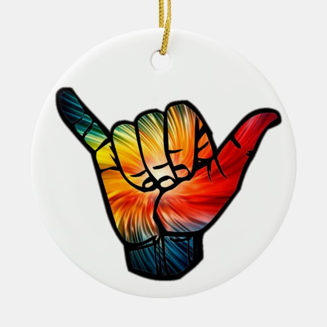 Shaka Rainbow Ceramic Tree Decoration (Front)
