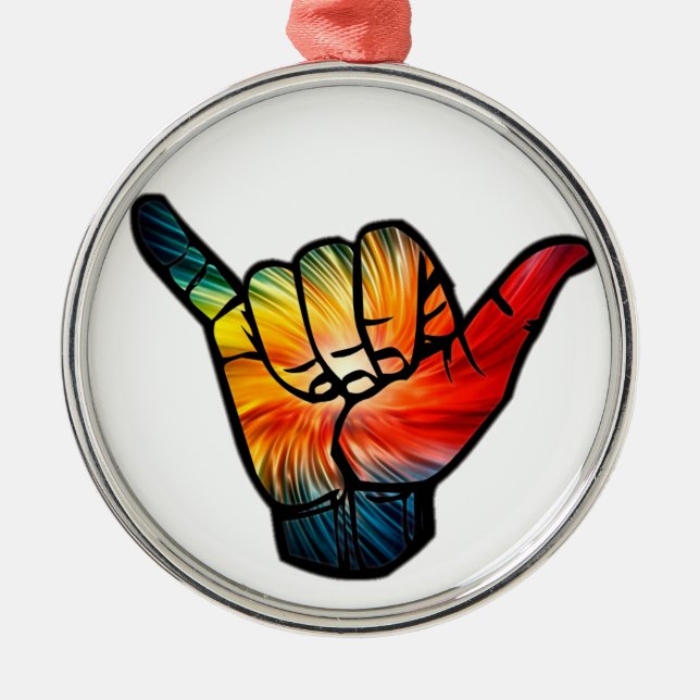 Shaka Rainbow Metal Ornament (Front)
