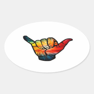 Shaka Rainbow Oval Sticker