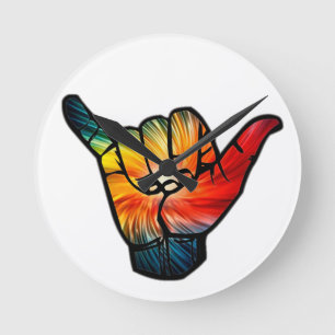 Shaka Rainbow Round Clock