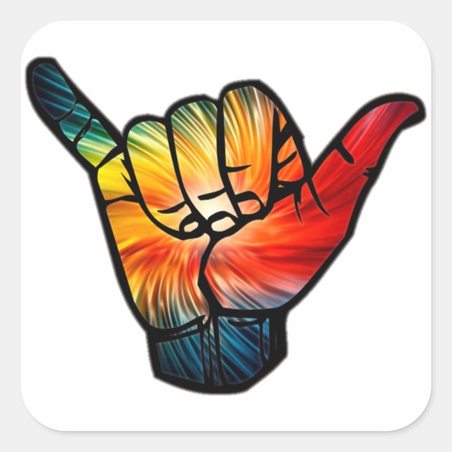 Shaka Rainbow Square Sticker (Front)