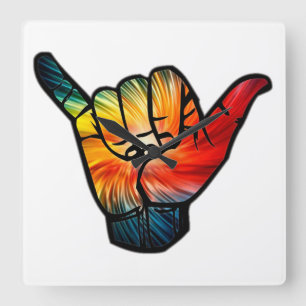 Shaka Rainbow Square Wall Clock