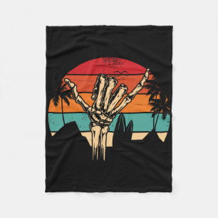 Shaka Sign Vintage Skeleton Hand - Surfing And Sur Fleece Blanket