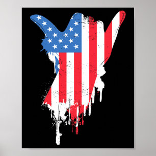 Shaka Sign Vintage Usa American Flag - Surfing And