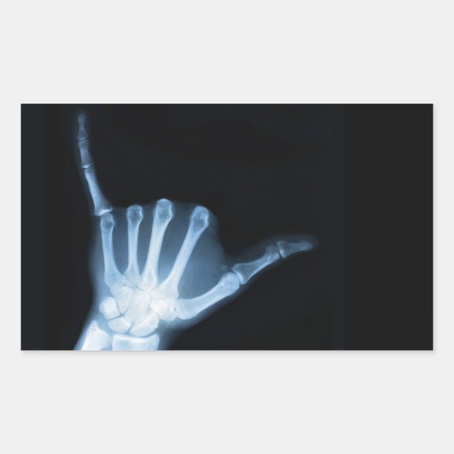 Shaka Sign X-Ray (Hang Loose) Rectangular Sticker (Front)