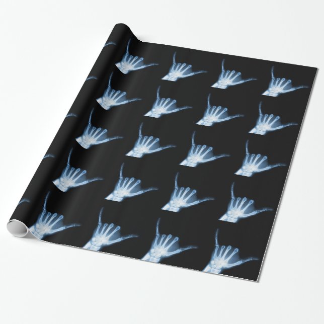 Shaka Sign X-Ray (Hang Loose) Wrapping Paper (Unrolled)